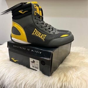 Everlast Men’s High-Top Athletic Boxing Shoes — Gray & Yellow